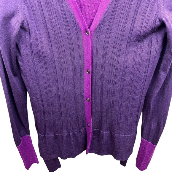 Lida Baday Italy Sweater Cardigan Set XL Designer Wool Silk Cashmere Purple Flaw - Picture 4 of 16